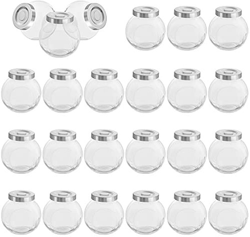 BELLE VOUS Runde Klare Kleine Marmeladengläser mit Schraubdeckel (24 Stk) - 50 ml Mini Marmeladengläser Set - Einmachgläser mit Schraubdeckel für Kräuter, Gewürze, Babynahrung, Joghurt, Gelee & Honig