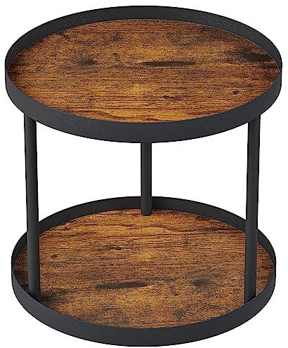 Giikin 2 Tier Lazy Susan Organizer, Two Tier Lazy Susan Turntable for Kitchen Countertop Spice Rack Organizer (Rustic Brown, 9.8 x 9.8 x 8.8)