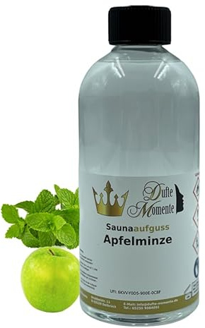 Dufte Momente | Sauna Aufguss Konzentrat Apfelminze 500ml | naturreine und natürliche ätherische Öle | für Finnische Sauna, Banja, Biosauna, Sanarium, … | vegan und ohne Tierversuche