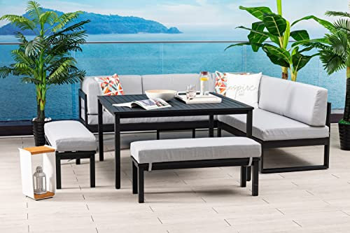 Gardissimo Hohe 3 in 1 Dining Voll Aluminium Lounge Vegas, inklusive wasserabweisender Kissen