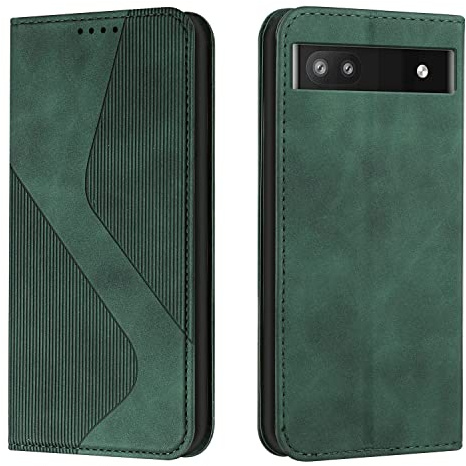 Mo-Somnus Kompatibel mit Google Pixel 6A Hülle, Magnet PU Leder Flip Wallet Case Tasche Handyhülle, Stoßfeste Schutzhülle Google Pixel 6A Brieftasche Klapphülle mit [Kartenfächer] (Grün)
