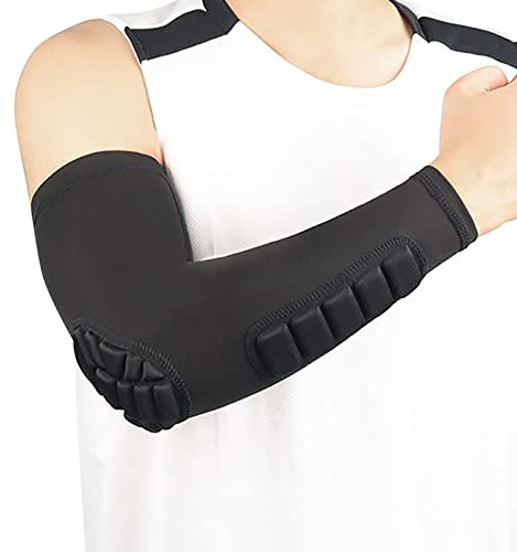 Hotfiary 2 Pack Manicotti Imbottiti per Giovani Adulti, Protezioni per Gomiti di Pallacanestro e Pallavolo con Cuscinetti Anti-crash, Supporto di Protezione a Compressione per L'avambraccio del Gomito