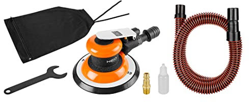 NEO TOOLS Ponceuse excentrique pneumatique, diamètre du disque 125/150, 12000 tr/min, aspiration de poussière, pression de fonctionnement 6,3 bar, raccord 1/4, tuyau 3/8