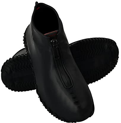 Silikon Überschuhe,Wasserdicht Wiederverwendbar Rutschfeste Schuhüberzieher Überziehschuhe Schuhschoner Regen Schuhschutz für Regen,Schneetag,Wüstenstrand,Kinder Damen Herren (Schwarz, L:38-42)