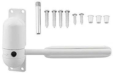 Ferme-porte à ressort automatique pour porte intérieure, fermeture automatique avec tige de réglage et vis pour porte de 10 à 60 kg (blanc)