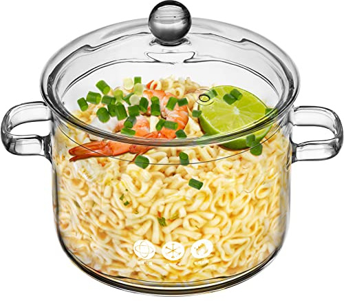 Simmer Pot, Glass Potpourri Tea Pot with Lid for Stove, 1900ml 66 Oz Clear Cooking Saucepan Household Cereal Bowls Soup Saucepan Transparent Large Home Our Place Cookware