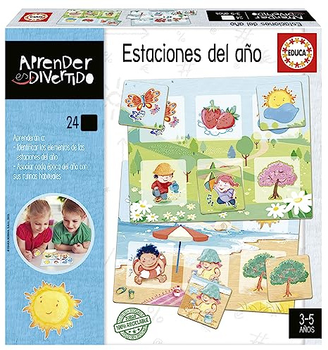 Educa - Yo aprendo Las Estaciones | Aprender es Divertido | Juguete Educativo niños 3 años para Aprender a identificar Elementos de Cada estación del año. 24 encajables (19289)