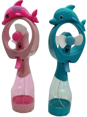 Dolphin Misting Spray Bottle Fan Kids Personal Cooling Mist Portable Handheld Humidifier Powered Fans with Mist for Girls, Set of 2