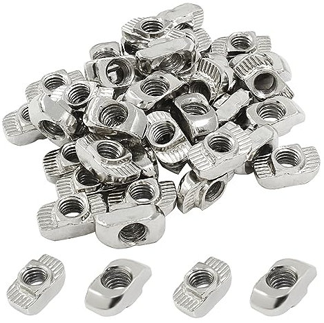 Zorveiio 100Pcs 3030 Series T Nuts Carbon Steel,M6 T Slot Nut Hammer Head Fastener Nut Assortment for Aluminum Profile