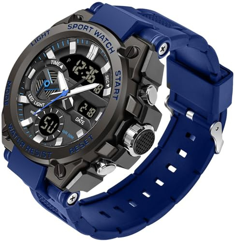 Militär Uhr Herren Digital Armbanduhr Military Watch Outdoor Tactical Watch Groß 5 ATM Wasserdicht Digitaluhr Herrenuhren Stoppuhr Sport Uhren Sportuhr Männer Jungen Chronograph Herren Schwarz Grün