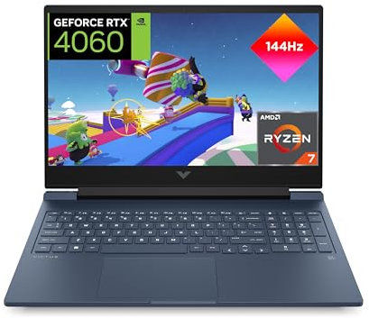 HP VICTUS 16-s0027ns - Computer portatile da gaming da 16,1 Full HD (AMD Ryzen 7 7840HS, 16 GB RAM, 512 GB SSD, NVIDIA GeForce RTX 4060, senza sistema operativo) Blue - Tastiera QWERTY spagnola