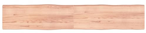 vidaXL Tischplatte, Holzplatte für Tisch Esstisch Couchtisch, Massivholzplatte Handgefertigt mit Baumkante, Ersatztischplatte Scharnierdesign, Hellbraun 220x40x(2-6) cm Massivholz Behandelt