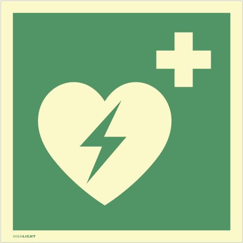 Dreifke® Automatisierter externer Defibrillator ISO 7010, Alu, nachl.,160-mcd, 148x148 mm
