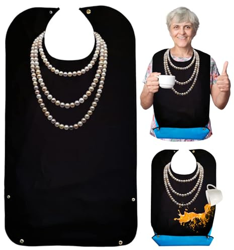 HZYIQ Bavoir Adulte Imperméable Lavable, Grand Bavoir avec Poche de Récupération pour Personnes Âgées et Handicapées, Protection des Vêtements Réutilisable pour les Repas et Soins - Homme et Femme