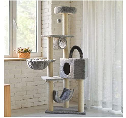 Katzenbaum Kratzbaum Kratzbaum, Sisal-Kratzbaum, Kätzchenmöbel, Plüsch-Eigentumswohnung, Spielhaus Mit Baumelndem Spielzeug, Katzen-Aktivitätszentrum katzenkratzbaum ( Color : Gray , Size : 60*40*160C