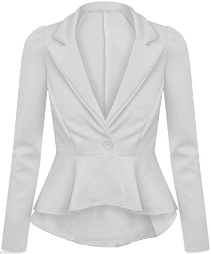 P&R DANCEWEAR LTD Chaqueta moderna de manga larga para mujer, con volantes, corte entallado, blanco crema, 38