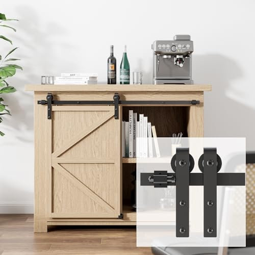 LTIYITL 76CM/2.5FT Mini Sliding Door Track Barn Door Hardware Kit for Single Door Suitable for TV Stands Wardrobe Cabinets
