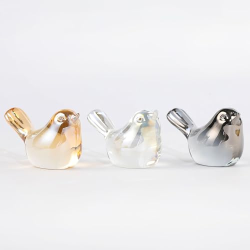 Ornalrist Set of 3 Little Glass Birds Figurines Ornaments Gifts for Women | Set of 3 Little Glass Birds Figurines for Home, K9 Crystal Collectible Paperweight Ornaments Gifts for Bird Lovers Women Men
