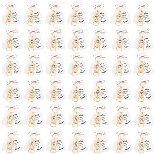POYHKFD Lot de 36 porte-clés décapsuleurs dorés - Cadeau de mariage - Décorations souvenirs pour invités de mariage - Décapsuleur pour invités de mariage (#2)