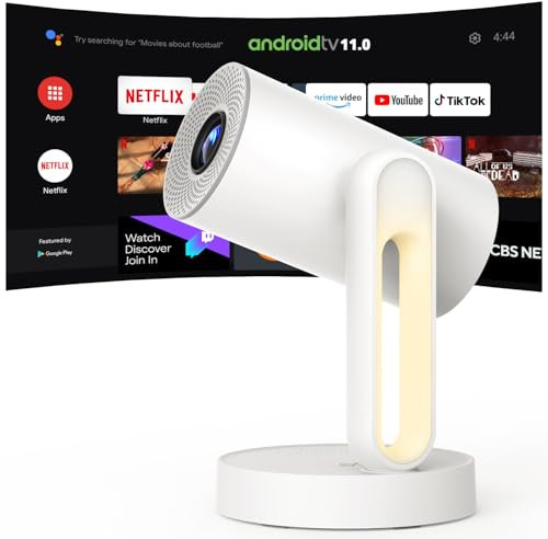 【Netflix Licensed】Projector with Android TV,1080P FHD,4K Supported【HDR 10/Auto Keystone/Ceiling Projection/5G WiFi/Built-in Chromecast/Ultra Quiet】Projector for Bedroom with RGB Night Light