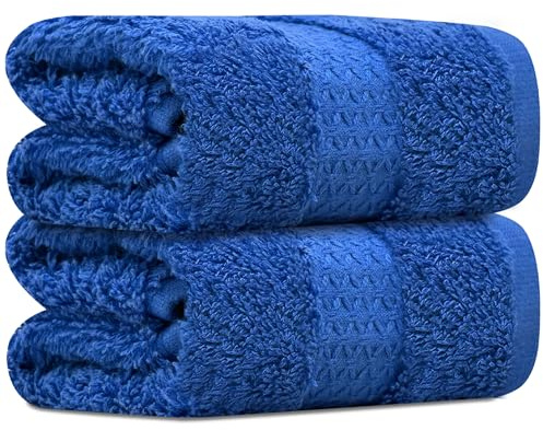 Towelogy Premium Face Cloths 100% Combed Cotton Fade Resistant 33x33cm - Super Soft Face Cleansing Towels Flannels Hotel Quality (2, Blue)