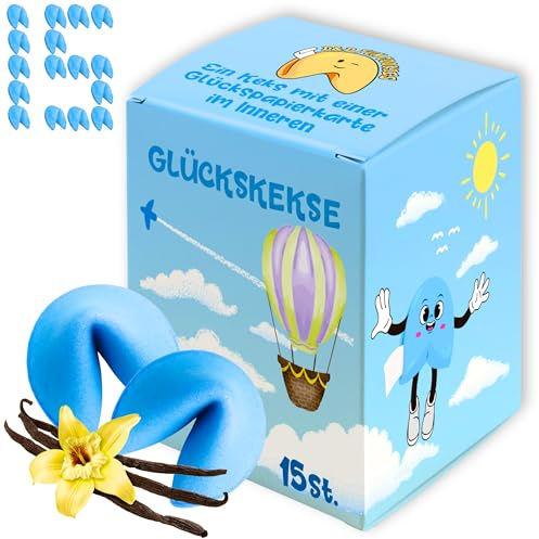 Blaue Glückskekse 15 Stück, Vanille - Kompliment für Konfirmation, Kinder