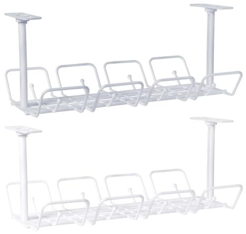 Homoyoyo 2piezas Organizador De Cables Bajo Escritorio con Bandeja Resistente y Montaje con Tornillos para Gestión y Almacenamiento De Cables Oficina y Hogar