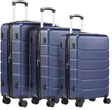 DUMOS 3tlg. Hartschalenkofferset Hard Shell Basic Hartschalenkoffer Trolley Koffer offerset Gepäck Reisekoffer Reisek Rollkoffer Schloss 4 Rollen Hartschale Teleskopgriff