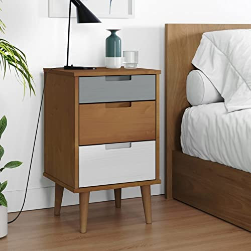 ShGaxin Nachttisch, Nachtschrank, Nachtkonsole, Bedside Tables, Nachtkästchen, Beistellschrank, Nachtkommode, Nightstand, Braun 40x35x48 cm Massivholz Kiefer