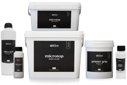 decco MicroTop Ready to Use KIT Microcemento 5M² Listo al Uso - Superficies no Absorbentes - Microcemento para Paredes y Suelos azulejos, Mármol, Terrazo (CHAMPAGNE)