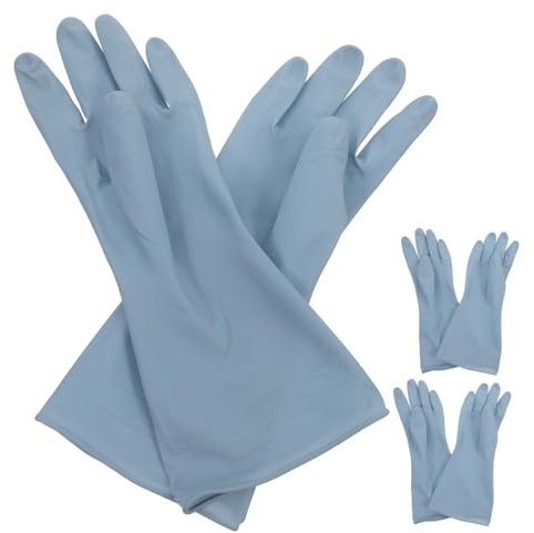 WHAMVOX 3 Paar Spülhandschuhe Aus Pvc Leichte Reinigungshandschuhe Für Küche Und Haushalt Rutschfest Wiederverwendbar Größe l Blaue Haushaltshandschuhe