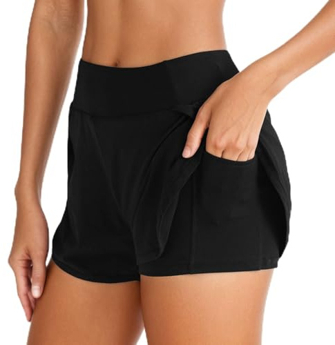 Neteson Short de Sport Femme Été Short de Course 2 en 1 Pantalon Court | Pantalon Court Fitness Yoga Séchage Rapide