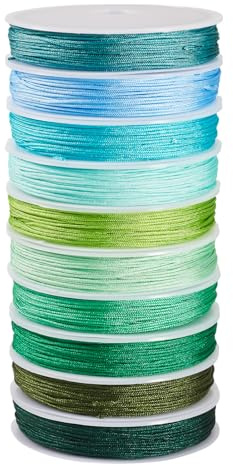 FASHEWELRY Filo intrecciato da 0,8 mm verde cinese per nodi cinesi, corda in poliestere per cucito, avvolgimento, creazione di gioielli, decorazione domestica