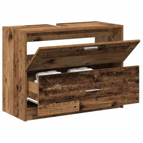 vidaXL handfatsskåp gammalt trä 78x37x59 cm konstruerat trä