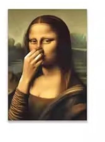 DHHXY Leinwand Bilder， Mona Lisa Badezimmer-Wandkunst, Poster, Toilettenhumor, lustiger Druck, Badezimmer-Wandkunst, schlechter Geruch, Leinwandgemälde, 30 x 42 cm, ungerahmt