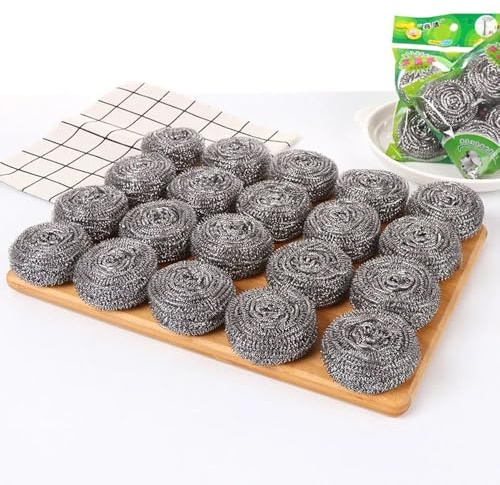 KATPOSIN Stainless Steel Scouring Pads, 20 Pack Heavy Duty Scrubbers for Kitchen, Pots, Pans, Bathroom