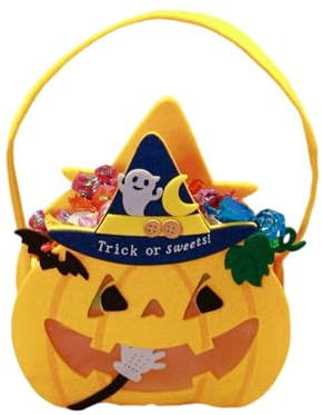 yanwuwa Bolsa de dulces de Halloween, paquete de calabaza para niños, contenedor de almacenamiento reutilizable, materiales suaves, diseños portátiles, organizadores de accesorios de fiesta de