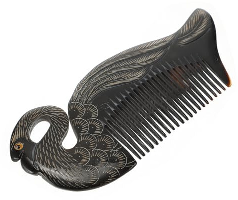 Peigne de Massage en Corne de Bœuf Noir pour Cheveux Lisses | Massage du Cuir Chevelu , Soulage Démangeaisons et Douleurs , Style Rétro Unique , pour Usage Domestique