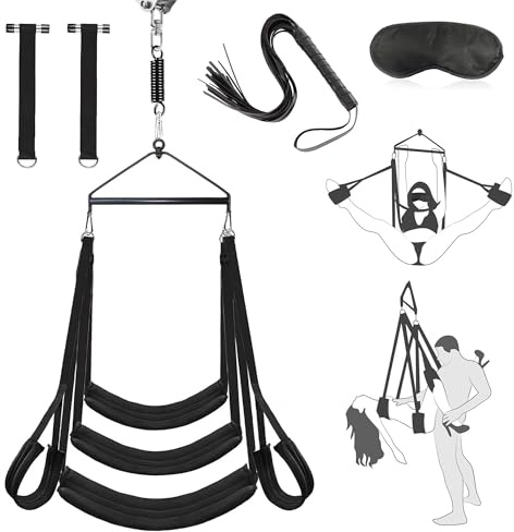 Sadodo Door Sex Swing & Ceil Hanging,Sex Toyscouples for Adlut Couples Set | Heavy Duty Widened Sex Chair, 360° Rotatable Spring & Mount, Love Swings Furniture Whip & Eye Mask,SM Bondage BDSM Valetine