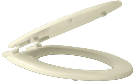 Standard Wood Toilet Seat, Bone - 17 Inch - Fits All Standard Size Fixtures - Easy to Install Fantasia by Achim Home Decor