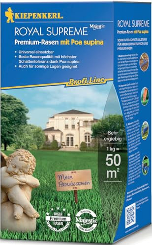 Kiepenkerl Profi-Line Royal Supreme Premium-Rasensamen 1 kg, 660205 - Höchste Schattentoleranz, Qualitätsrasen für Schattenrasen, Rasenteppich, Rasensaat schnellkeimend