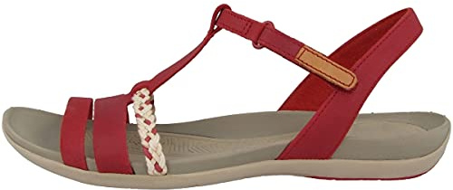 Clarks dam Tealite Grace T-fläns sandaler, Röd röd nubuckla - 37 EU