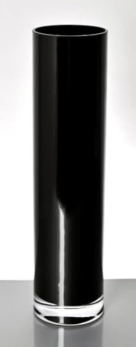 Handmade glass large conical floor cylinder vase black centrepiece 40 cm H