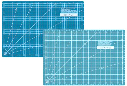 SEMPLIX Schneidematte A3 45x30 cm selbstheilend mit Inch-Skala (Türkis-Petrol)