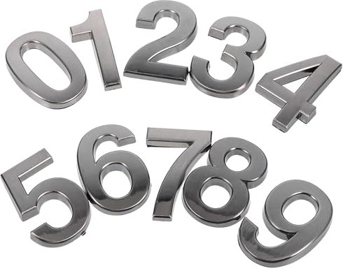 VORCOOL 10 stücke Stereoskopische Metall Anzahl Moderne Plaque Anzahl Haus Hotel Tür Adresse Ziffern Aufkleber Platte Zeichen (0-9, eine für Jede Anzahl)