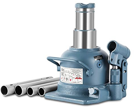 BAOSHISHAN Low Profile Bottle Jack 10 Ton Double Ram Jack 4-7/8’’ to 8-7/8’’ Lifting Range Hydraulic Jack Stubby Short Welded Bottle Jack