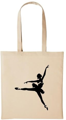 Huuraa Jutebeutel Ballerina Tänzerin Frau Tanzen 10 Liter Natural | Geschenk Tasche Baumwolle 38 x 42 cm Tragetasche mit langem Henkel Geschenkidee Einkaufstasche