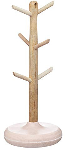 KitchenCraft Serenity Holzbecher Baum, Mangoholz / Marmor, Braun / Rosa, 15 x 36 cm