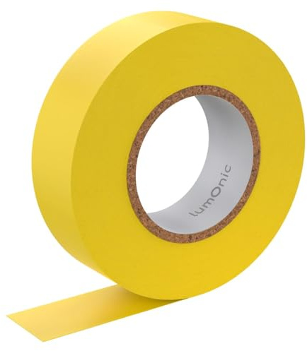 Lumonic 5 rollos Cinta aislante PVC 19mm x 20m cinta adhesiva amarilla Isotape I Adecuado para electricistas y aficionados I Cinta aislante en varias longitudes y colores