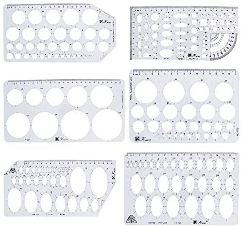 Utoolmart Geometrische Schablonen, Zeichenschablonen, Messlineal, Zeichenschablonen, Zeichenwerkzeuge mit Geometrie-Set, Kreis, Kurvenform, Schablonen, Zeichenwerkzeuge zum Lernen, Entwerfen und